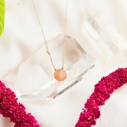 Peach Moonstone & Pearl Goddess Necklace for You Are Cherish