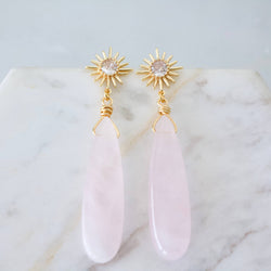 Rose Quartz Star Earrings 