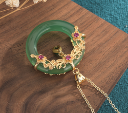 Golden Flower Ring over Chalcedony Necklace