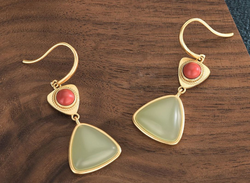 Triangle Shaped Jade Earrings