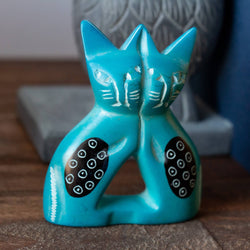 Soapstone Twin Cats: Green
