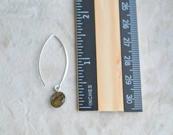 Silver Medium Marquis Round Gemstone Earrings - Labradorite