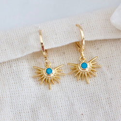 Turquoise Starburst Huggie Earrings  