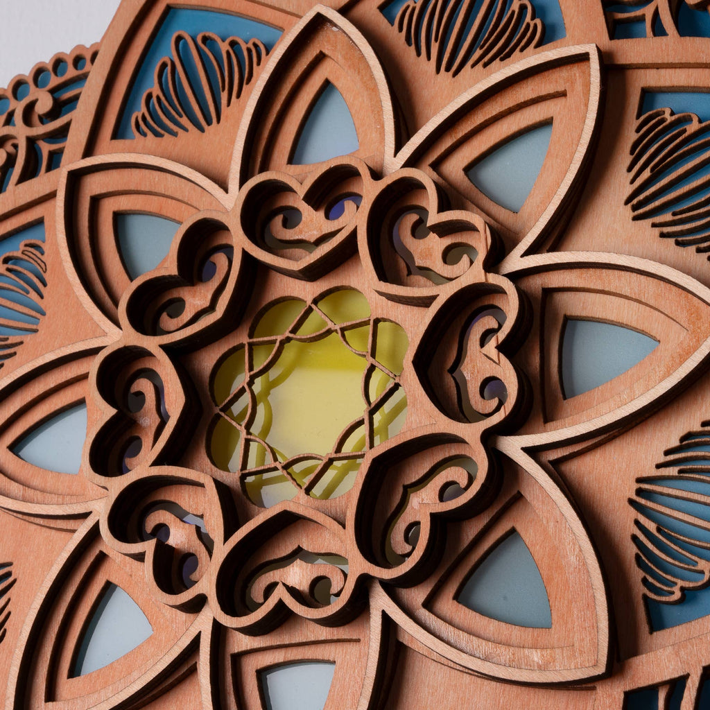 Wooden Mandala Yoga Room LED Wall Lamp - 11.8