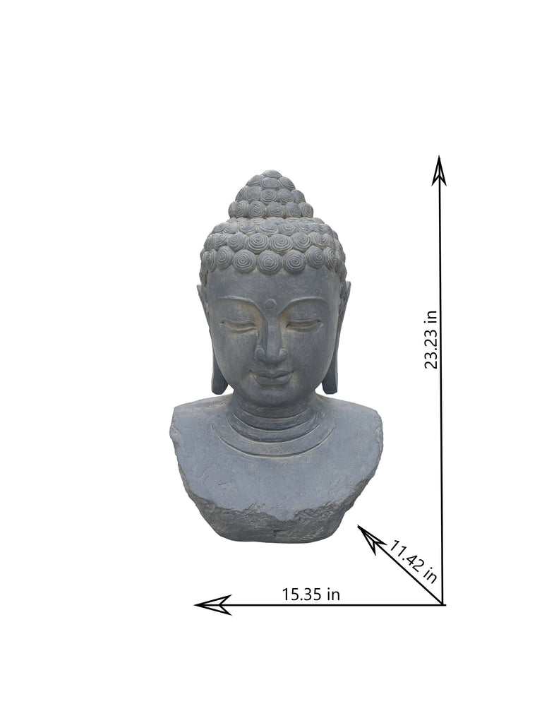 Serenity Enlightened Zen Buddha Head Statue