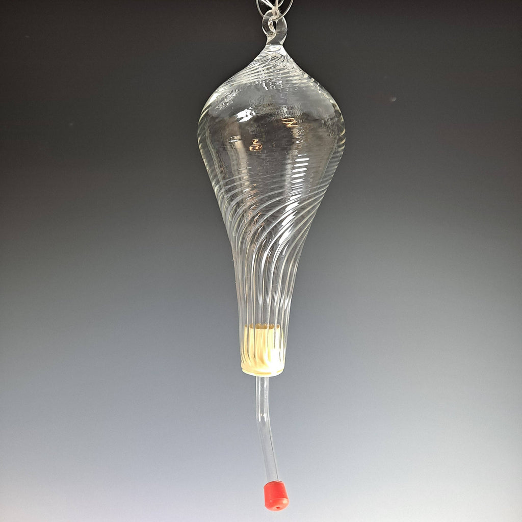 Artisan Hand Blown Glass Humming Bird Feeder: Cobalt Scalop