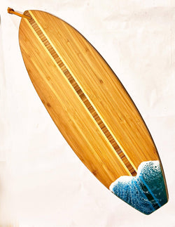 Ocean-Decorated Surfboard Cutting Board: Aqua