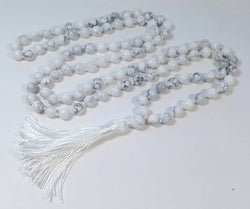 Howlite Knotted 108 Bead Mala - Prayer Beads - 8mm
