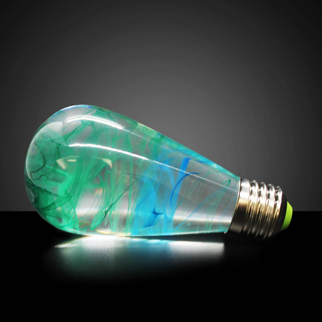 Handmade Resin Spring LED Light Bulb: Square Wooden Base Only