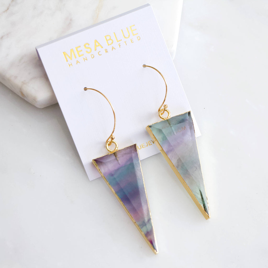 Fluorite Triangle Hoop Earrings