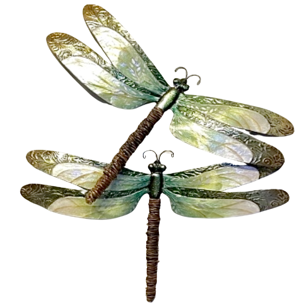 Capiz Shell & Metal Double Dragonfly in Green
