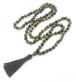 Tiger's Eye Knotted 108 Bead Mala - Prayer Beads - 8mm