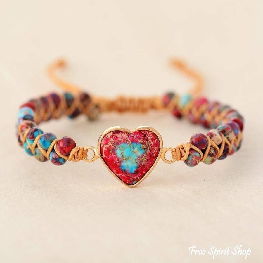 Imperial Jasper Heart Beaded Bracelet