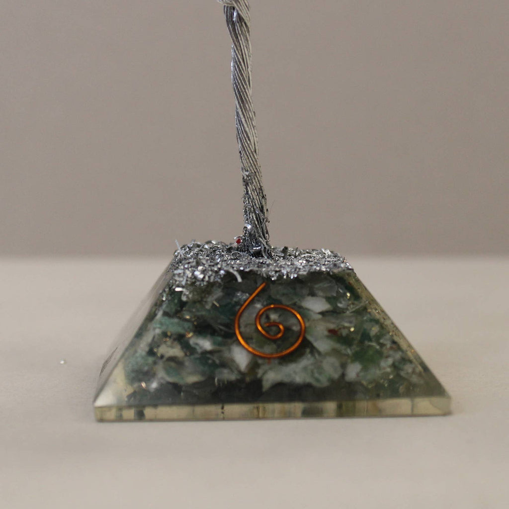 Moss Agate Gemstone Tree with Orgonite Base