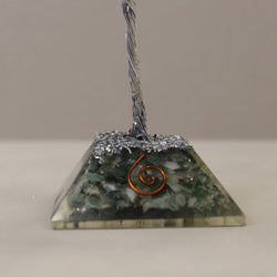 Moss Agate Gemstone Tree with Orgonite Base