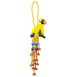 Beaded Parrot Figurine Seed Bead Fringe Dangle Ornament