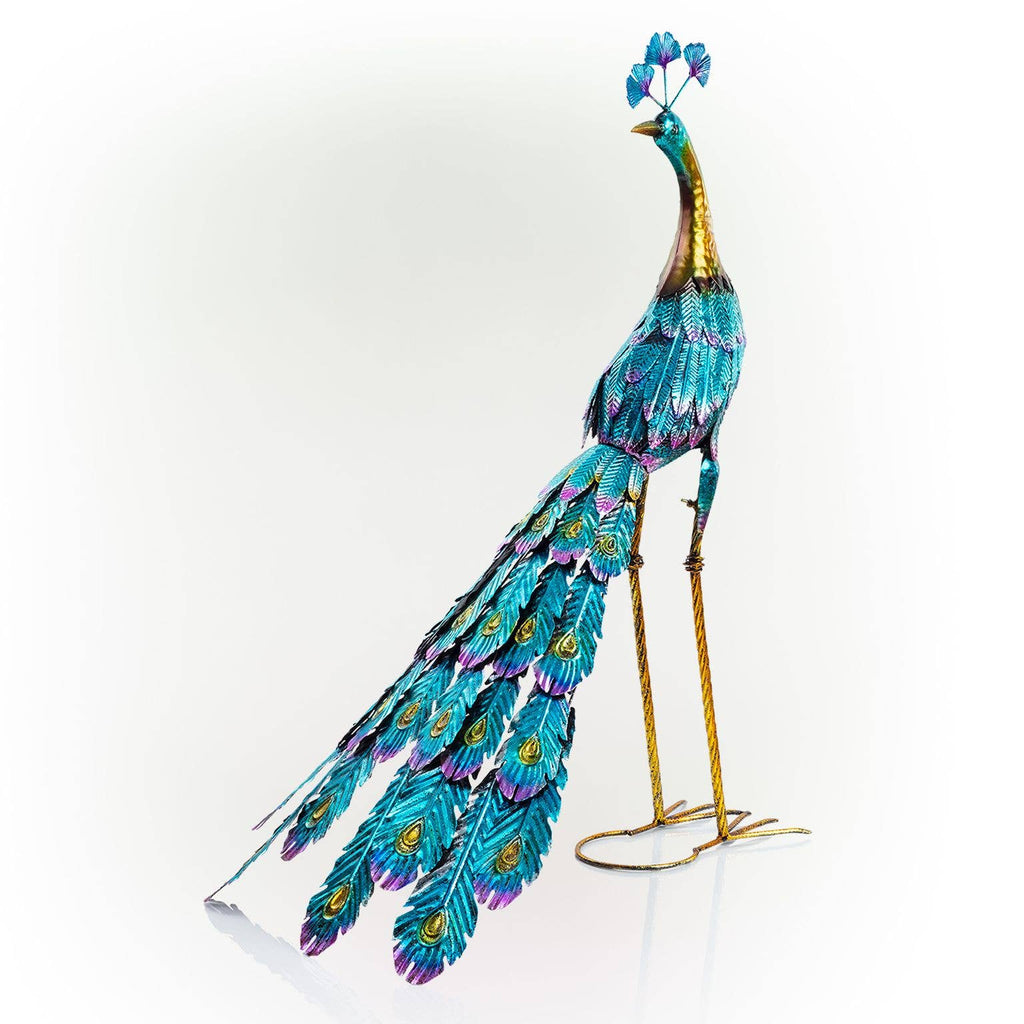 Alpine Corporation Graceful Metal Peacock Garden Decor