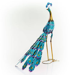 Alpine Corporation Graceful Metal Peacock Garden Decor