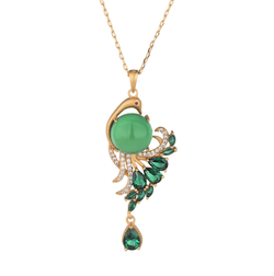 Jade Crystal Elegant Peacock Necklace