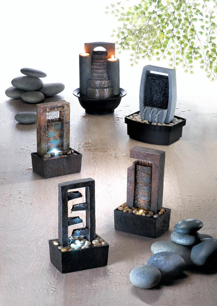 Cascading Water Tabletop Fountain Including Pump
