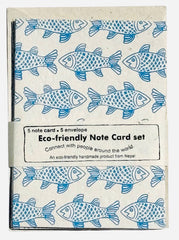 GSS1820 Stat A2 Fish note set, turq/crm