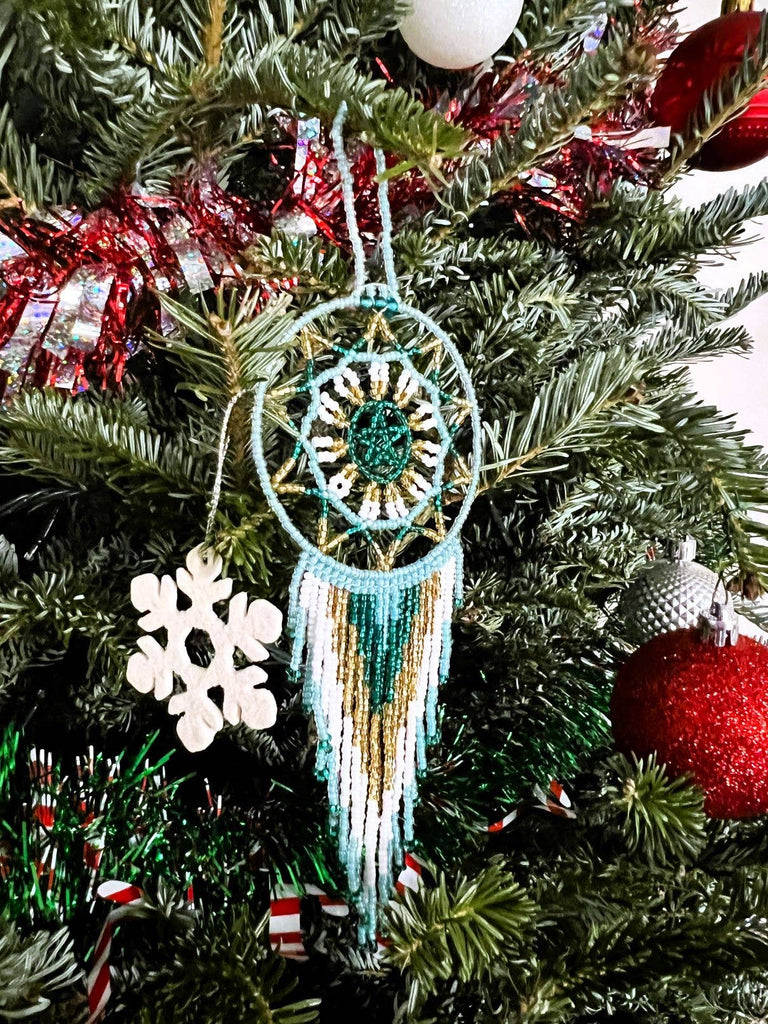 Round Beaded Dream Catcher Seed Bead Hanging Ornament