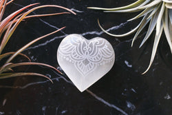 Etched Selenite Heart Crystal 