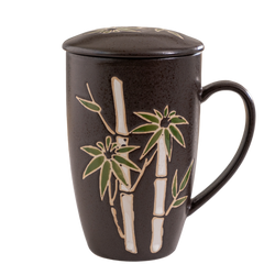 Bamboo Design 15oz Tea Mugs with Lid and Infuser
