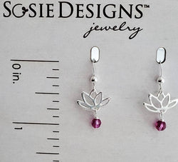 Lotus Blooms Earrings In Fuchsia
