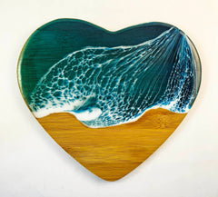 Heart Bamboo Cutting Board: Aqua / Large