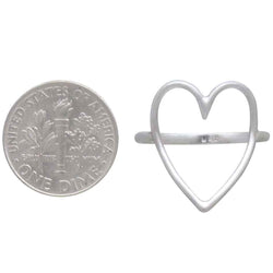 Sterling Silver Large Wire Heart Ring: 8