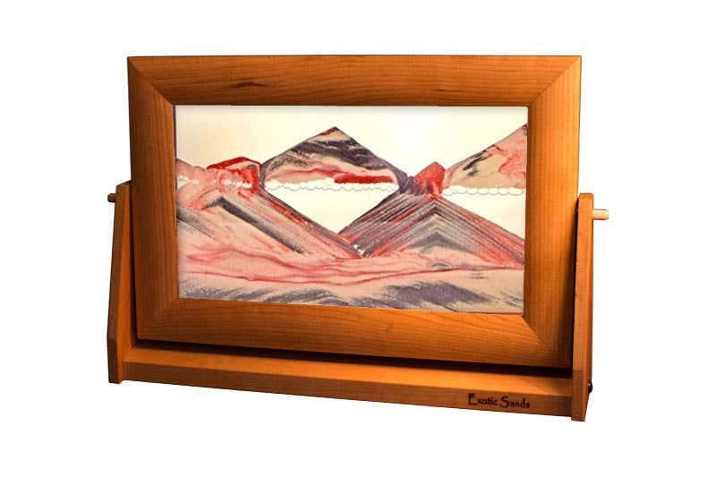 Cherry Wood (Traditional) Moving Sand Art Pictures: Ocean Blue / Small