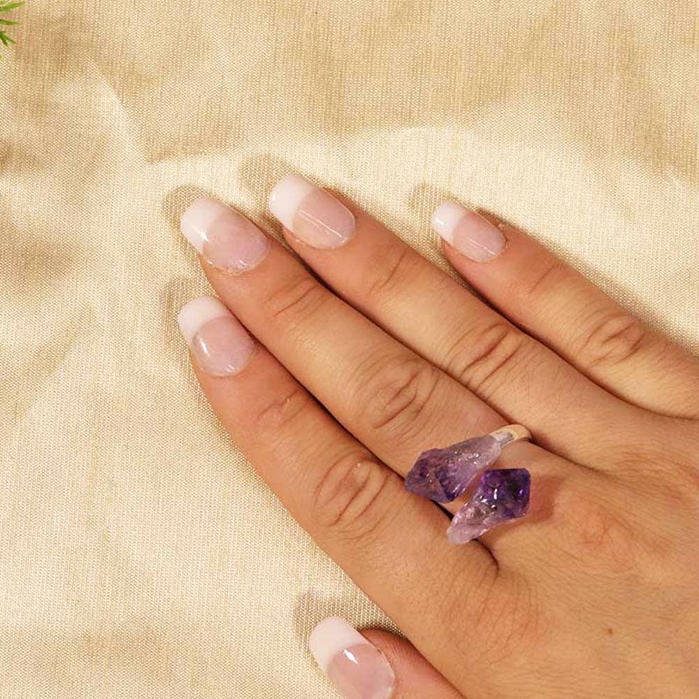 Amethyst Ring (Adjustable) | Amethyst Point Silver Plated