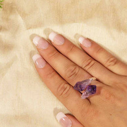 Amethyst Ring (Adjustable) | Amethyst Point Silver Plated