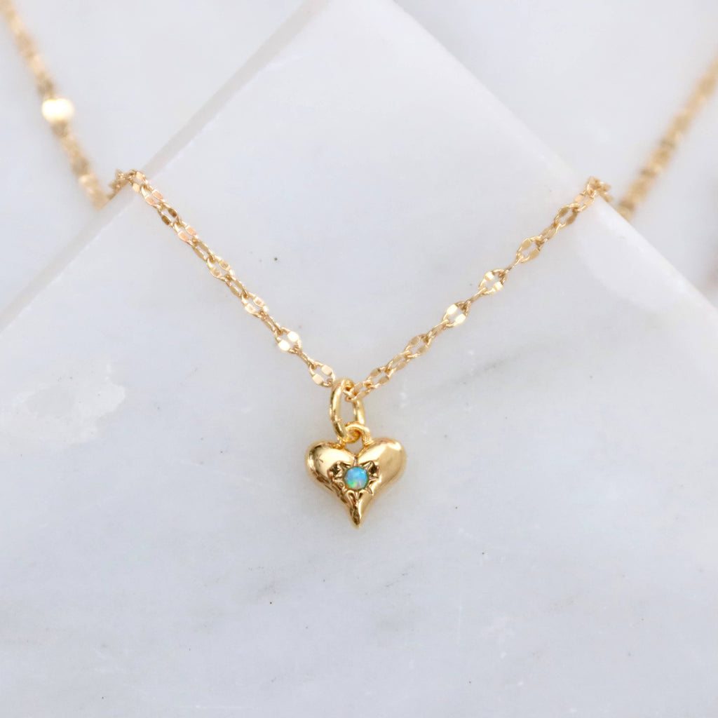Opal Dainty Heart Necklace