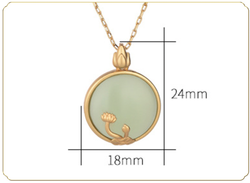 Golden Lotus on Jade Necklace