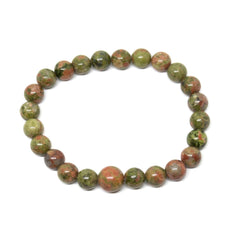 Unakite Stretchy Beaded Bracelet - Wrist Mala - 8mm
