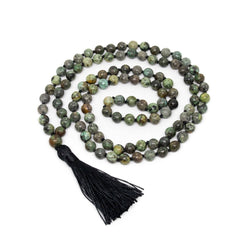 African Turquoise Knotted 108 Mala - Prayer Beads - 8mm
