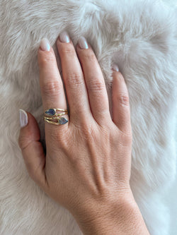 Brass Labradorite Wrap Ring: 7