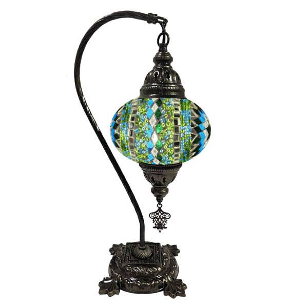 Hanging Mosaic Desk Lamp - Green/Turquoise Star