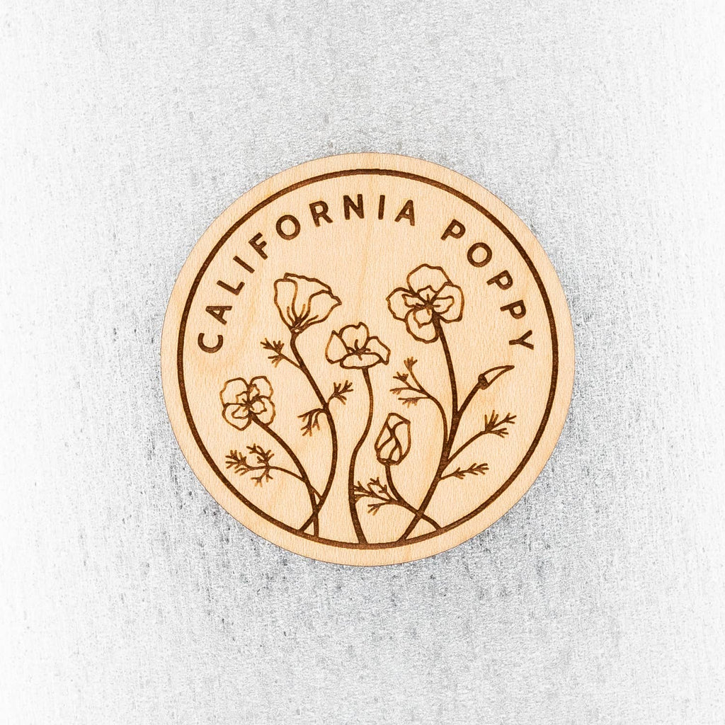 California Poppy Wood Magnet