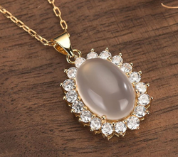 White Jade With Zircon Necklace