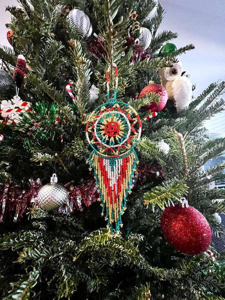 Round Beaded Dream Catcher Seed Bead Hanging Ornament