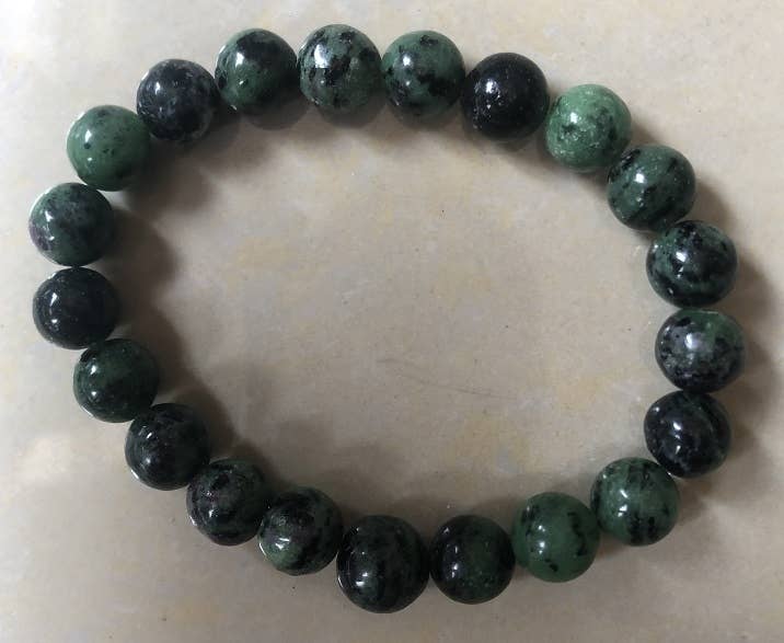 Long Size Ruby Zoisite Beaded Bracelet Wrist Mala 10mm