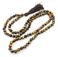 Tiger's Eye Zen Unknotted 108 Bead Mala - Prayer Beads - 8mm