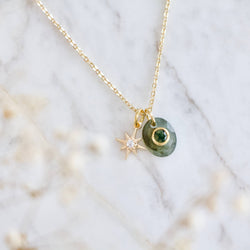 Labradorite With Moss Agate Inlay Star Necklace 