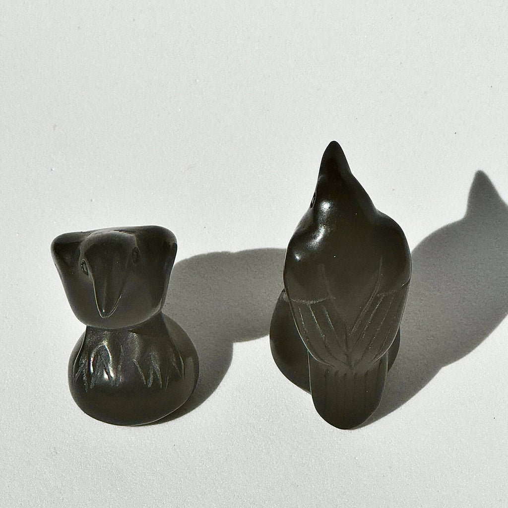 Black Obsidian Raven Carving