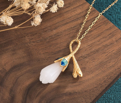Jade Magnolia Flower Necklace