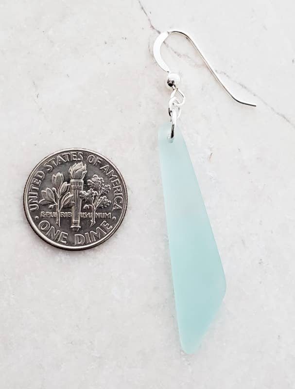 Cultured Sea Glass Paddle Earrings - Turquoise