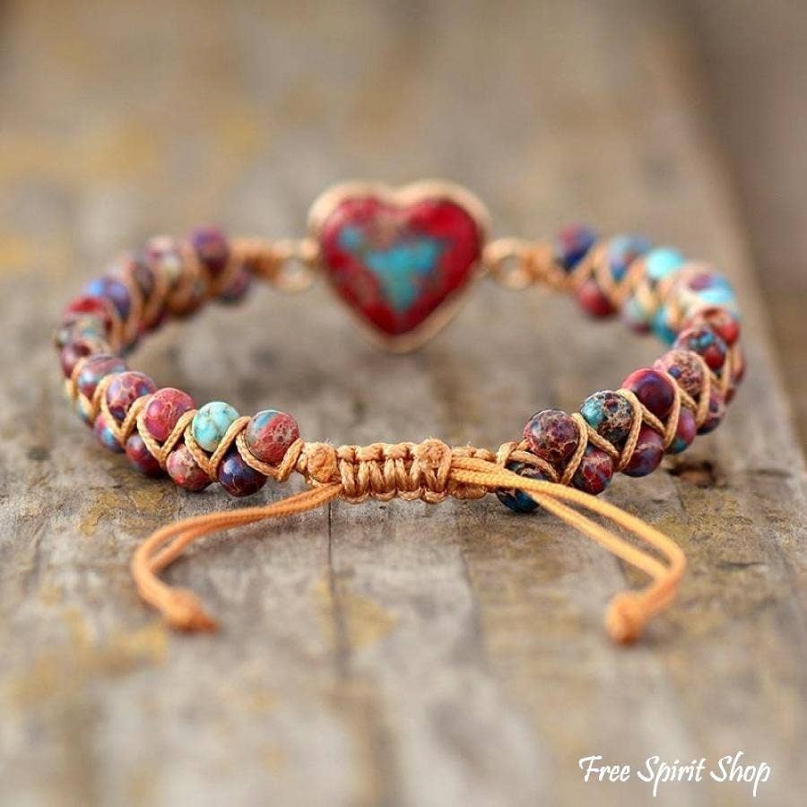 Imperial Jasper Heart Beaded Bracelet